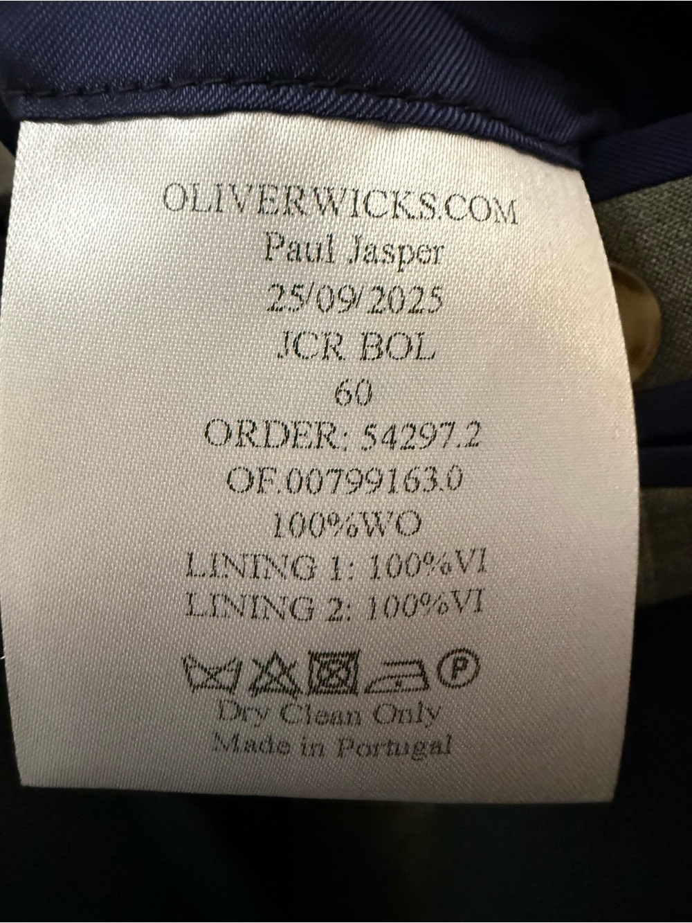 NWT Oliver Wicks Suit 50 Sage Green Tropical Wide Stripe Canvassed Wool Custom - Picture 10 of 16
